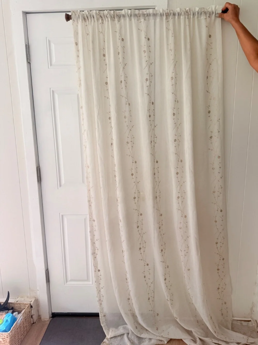 Embroidered Floral Sheer Curtain Panel